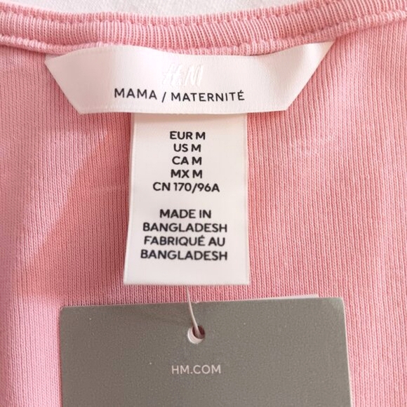 H&M Mama Maternity Top Tee Blouse Pullover Long Sleeve Pink Women's Size M NWT - Picture 2 of 16